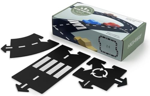 Waytoplay 24 Autobahn, Die Flexible Spielstraße, Schwarz mit Weiß Striping