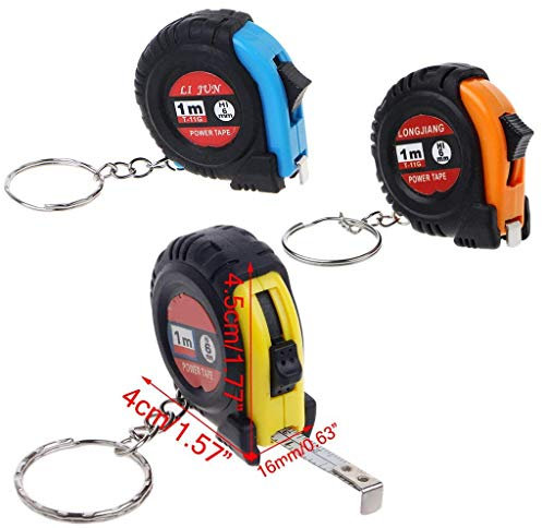 Fliyeong ausziehbares Lineal Maßband Schlüsselanhänger im Minitaschenformat metrisch 1m Kostengünstig und langlebig