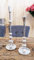 MichaelNoll 2er Set Kerzenständer Kerzenhalter Aluminium Silber Deko Stabkerzen - Kerzenleuchter Modern aus Metall - Dekoration Wohnzimmer - H 42 cm / 54 cm