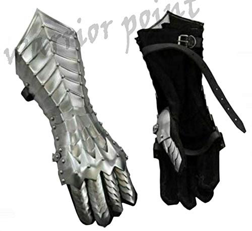 warriorpoint Mittelalterliche Nazgul Fantasy Gauntlets SCA Armor Gauntlets Handschuhe Eisen mit Exp Versand, silber, Medium
