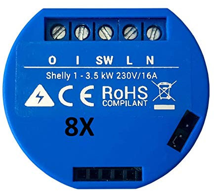 OEM Shelly 1 Wi-Fi Domotica Google Home Amazon Alexa 8 Pezzi