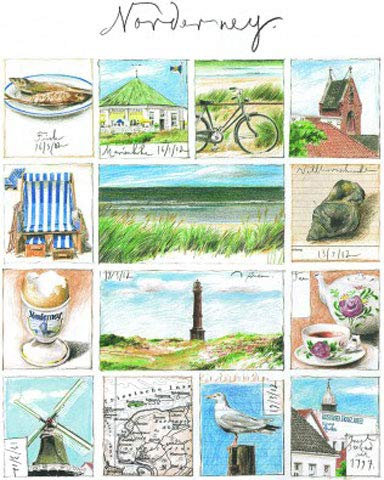 empireposter Gerke, Sabine - Norderney - Kunstdruck - Größe 40x50 cm + 2 St Posterleisten Holz 40,5 cm