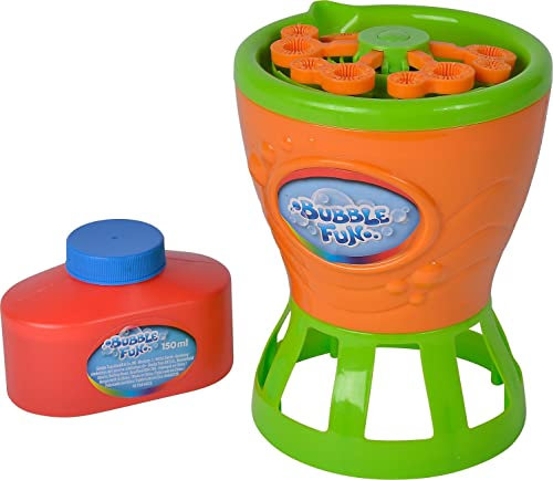 Simba 107286025 Bubble Fun Seifenblasenmaschine/kreiert unzählige Seifenblasen/batteriebetrieben / 140ml Lauge, Orange