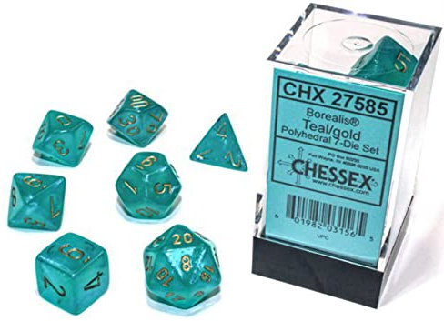 Chessex Borealis Teal Luminary Dice Set Boxed [CHX27585]