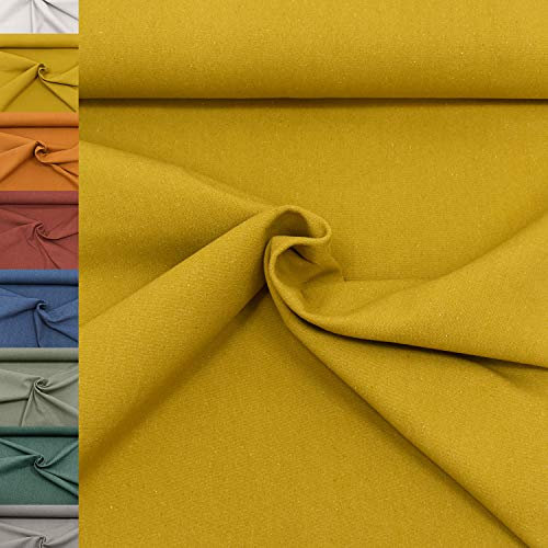 MAGAM-Stoffe Paris fester Canvas Stoff Kleidung Polsterstoff Meterware 50cm (02. Senf-Gelb)