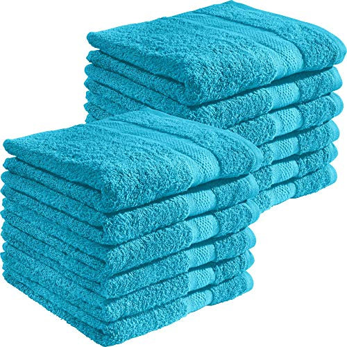 REDBEST Handtuchset, Frottierset 12er-Pack Chicago türkis Größe 50x80 cm - saugstark, strapazierfähig, ideal für Reisen, Sport (weitere Farben)