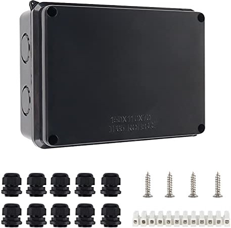 IP65 Waterproof Junction Box Large ABS Electrical Box Outdoor Cable Connector, External Electrical Junction Box, Black(150x110x70mm)