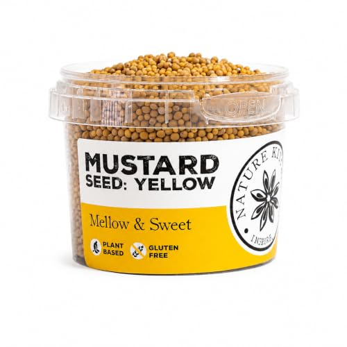 Nature Kitchen Yellow Mustard Seed 70g Pot Whole Spice, Gluten Free, Vegan Friendly, Mild Nutty Heat for Pickling, Curries, Marinades, Sauces, Frying, Baking, Grilling and Everyday Cooking