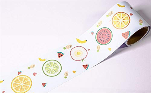 Friso Para Pared Cenefas Adhesivas BañO Cocina de Papel Para Paredes 3d Infantiles Decorativas Pintado Cocina Vinilo Autoadhesivo Impermeable Rodajas de fruta 12 X 600cm