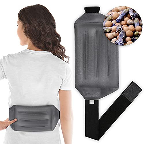 ICEHOF Wärmekissen Rücken/Bauch mit Lavendel - Inkl. Klettband, Kuschelweich - Langanhaltende Wärme durch natürliche Tonperlen mit begleitender Aromatherapie, Körnerkissen Mikrowelle Wärmegürtel