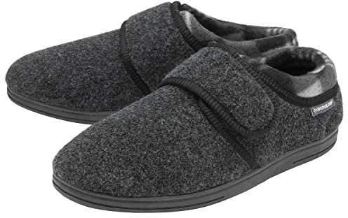 DUNLOP Pantuflas Ortopédicas para Hombre Ajustable Zapatillas con Velcro para Diabeticos (41, Carbón, numeric_41)