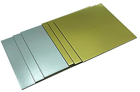 KITCHENDREAM Cake Board Set, Kuchenplatte, Eckig, Gold und Silber, 3 mm Dicke Pappe, zum Servieren und Transportieren von Kuchen und Torten, auch für Party-Buffets, 3 STK. 28x28cm