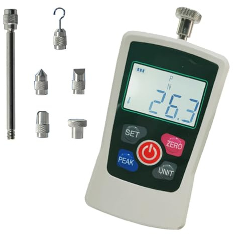 AMF 200N Digitaler Kraftmesser, Tragbares Push-Pull-Messgerät-Tester Digitales Kraftmessgerät mit 3 Modi und 4 Druckprüfungen Einheiten, Ablesbarkeit 0,2 N