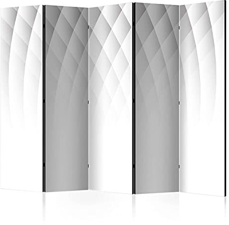 murando Akusticher Raumteiler 3D Effekt Abstrakt Foto Paravent 225x172 cm beidseitig auf Vlies-Leinwand Bedruckt Akustikschaum Trennwand Spanische Wand Sichtschutz Home Office wei§ a-B-0013-z-c