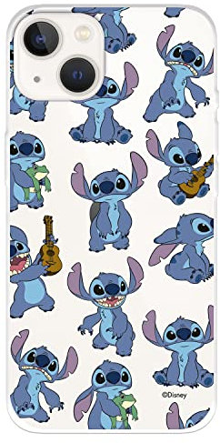 Schutzhülle für iPhone 14 Pro Max, offizielles Lilo & Stitch Muster, transparent, zum Schutz Ihres Handys, flexibel, mit offizieller Lizenz von Disney