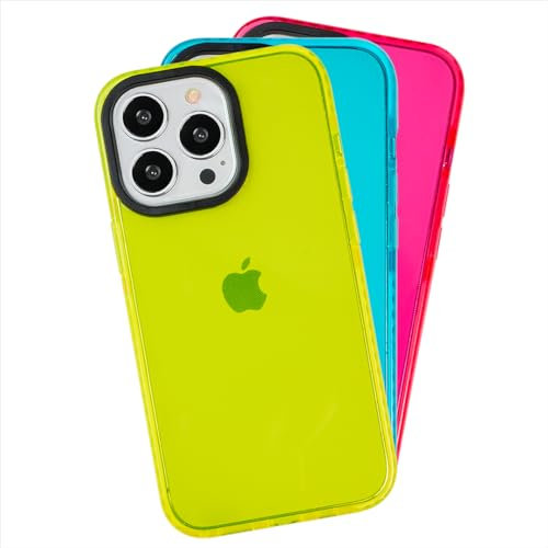 Case Compatible with iPhone 13 Pro Max Translucent Ultra Impact Shockproof, Protector Compatible with iPhone 13 Pro Max Heavy Duty, Case Compatible with iPhone 13 Pro Max Anti-Shock Neon Yellow