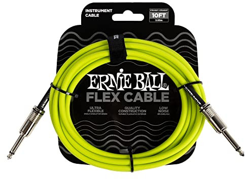 Ernie Ball Flex Cable para instrumentos, recto/recto, 3m - Verde