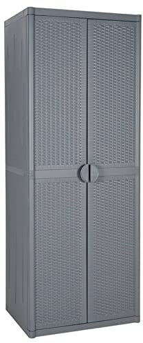 Festnight gartenschrank Kunststoff gartenschrank für den außenbereich Außenschrank Haushaltsschrank Spindschrank Spind Terrassenschrank Balkonschrank 65x45x172 cm Grau