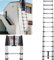 2,6M Verlängerungsleiter Klappleiter Aluminium Teleskopleiter EN131-zertifizierte Stufenleiter 14 Stufen,Gefaltet 92cm Leichte Leiter Rutschfester Ausziehleiter Haushaltsleiter,150 kg Belastbarkeit