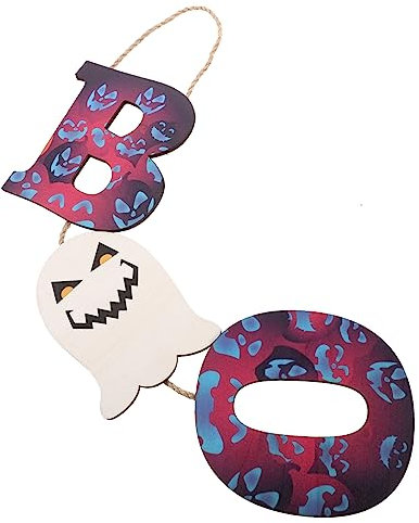 HOOTNEE Wooden Haunted House Sign Halloween Decorations Front Door Hanging Sign