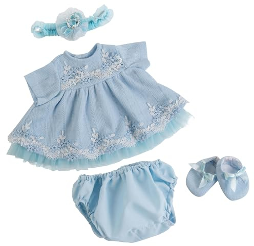 EKOKIZ Reborn Baby Dolls Clothes Girl Blue Baby Doll Clothes 17-20 Inches Doll Outfits and Accessories for Newborn Girl