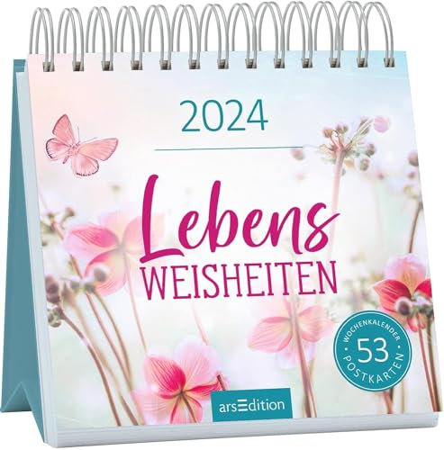 Harenberg Lebensweisheiten - Kalender 2024 - arsEdition-Verlag - Wochenkalender - Postkartenkalender mit 53 Postkarten für mehr Inspiration - 17 cm x 17 cm