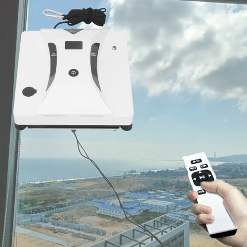 DESHVA Electric Window Cleaning Robot, Cordless Window Vacuum Cleaner, with Power Failure Protection and Safety Rope 2800Pa Suction Automatic Water Spray