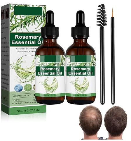 Rosmarin ätherisches Öl, 1 Augenbrauenpinsel, reines natürliches ätherisches Öl, reines Rosmarinöl, Weihnachtsgeschenke, Haaröl für Männer und Frauen, 60 ml