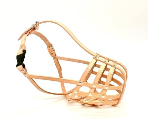 Maulkorb aus echtem Leder für American Bully, Bully XL und andere ähnliche Schnauzen (Naturleder, AB2)