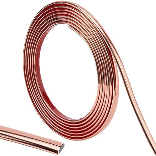 CRASPIRE 10Ft/3M Wall Trim Molding Rose Gold Peel and Stick Flexible Self-Adhesive Corner Caulk Strips Tile Edge Decorative Bendable Quarter Round for Mirror Furniture Countertop Tables Cabinet