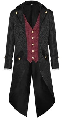Maciun Chaqueta Steampunk Victoriana para Hombres - Gótico Medieval Renacimiento - Disfraz de Cosplay para Adolescentes - Tailcoat