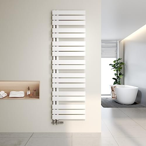 Heilmetz Sèche-Serviettes à Eau Chaude, radiateur sèche-Serviettes Plat, 500 x 1662 mm, raccordement latéral pour sèche-Serviettes à Eau Chaude, Blanc