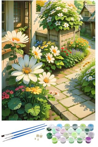 EOBROMD Peinture Numéros Adulte Fleurs, DIY Route de l'ardoise Peinture Acrylique pour Adultes Débutants sans Cadre, Paysage Peinture Acrylique Peinture comme Cadeau et Décoration 40x50cm