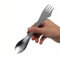 Utensilio de camping de titanio 3 en 1: tenedor, cuchara, cuchillo, cubiertos de metal ligero para picnic, mochilero, senderismo, al aire libre