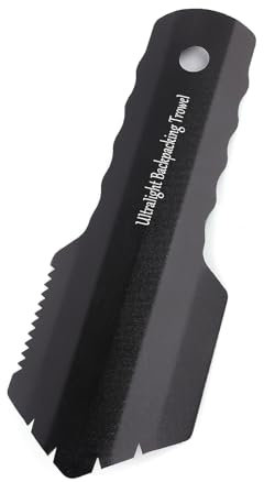 Ultralight Portable Aluminum Camping Shovel - Small Potty Spade with Longer Handle (Black)