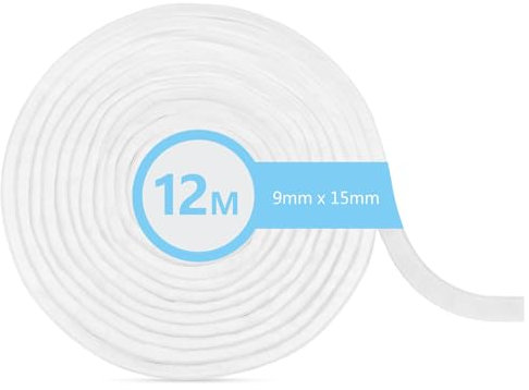MARICATO Bürstendichtung Selbstklebend 9 mm (B) x 15 mm(D) x 12 M(L), Bürstendichtung Rolladen für Fenster, Schiebetüren, Türbürstendichtung Dichtungsband Insektenschutz für Garderobe Tür - Weiß