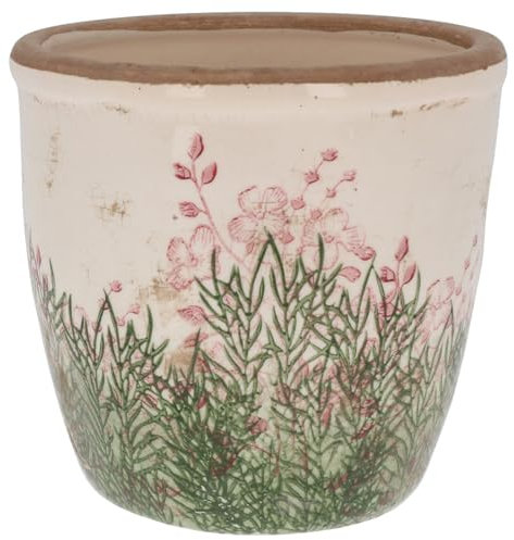 Shudehill Giftware Wild Garden Pretty Floral Pink and Green Design Planter Pot - Small or Large (Large)