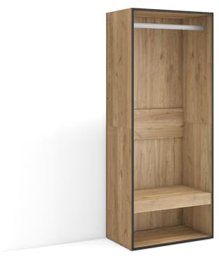 Skraut Home | Vestidor Abierto | Ropa, Zapatos, complementos | 60x145x35 cm | Dormitorio, habitación | Armario, Perchero | Estilo Moderno | Roble
