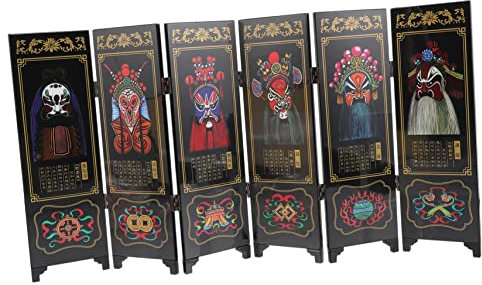 HONMEET Paravent-Dekoration Im Antiken Stil Faltbarer Holzpaneel-Bildschirm Chinesischer Raumteiler Für Schreibtischornament