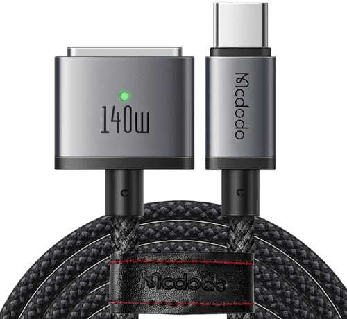 mcdodo 3M USB C a Magsafe 3 Cable de carga rápida PD de 140 W tipo C a magnético 3 cable de carga compatible con MacBook Pro M1 2021/M2 2023 14/16, MacBook Air M2 13/15, M3/M3 Pro/M3 Max 2024 14