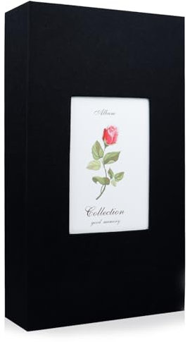 Andiker Fotoalbum, Fotoalbum 6x4 mit 14 * 9 CM Fotofenster für 300 Fotos, 33 * 18 * 5 CM Leinen Fotoalbum für Hochzeiten Familienfeiern Feste um das Leben festzuhalten (Schwarz)