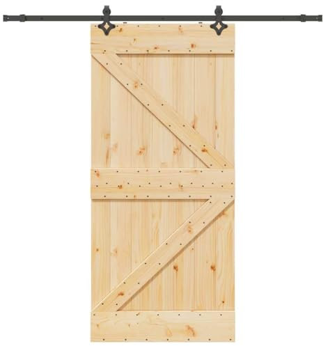 vidaXL Porta Scorrevole con Set Hardware 100x210cm Legno Massello Pino