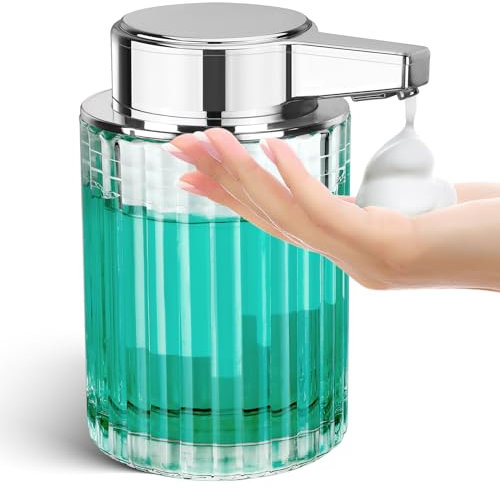Phneems Seifenspender Automatisch Schaumseifenspender Glas Elektrischer Seifenspender Mit Sensor Soap Dispenser Automatic USB-Aufladung IPX5 Waterproof FüR Bad KüChe Schaum