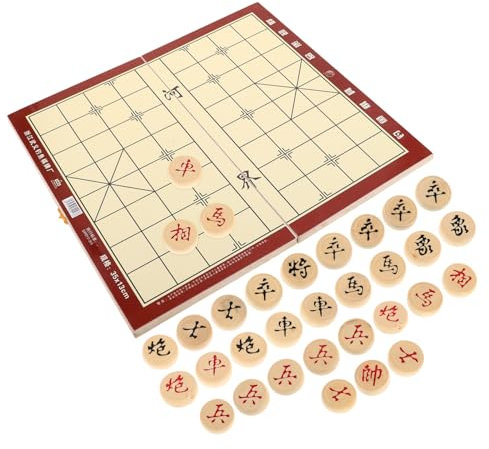 Toyvian Chinesisches Schach mit Klappbrett und Integrierter Aufbewahrungsbox Dekoratives Schachspiel für Zuhause Leicht zu Tragen