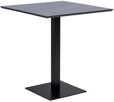 LEBENSwohnART Moderner Esstisch Cafe 70cm schwarz Marmor-Look Metallgestell Bistrotisch Küchentisch