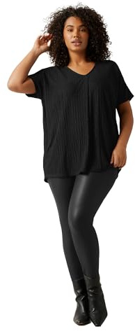EVANS Curve Plisse Pleat Front Top - Women's - Plus Size Curve Black