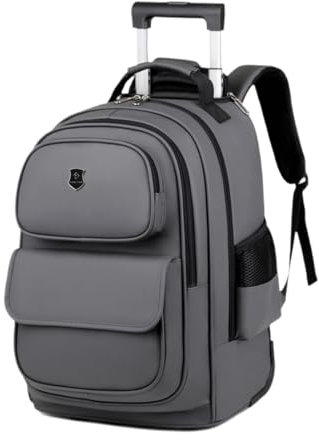 AsrMyjcx Sac à Dos pour Ordinateur Portable, Porte-Documents à roulettes avec roulettes, Gris
