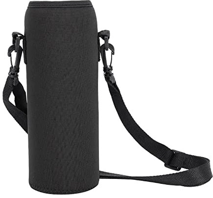 Porte-bouteille en néoprène avec sangle 1000 ml Housse isolée pour boissons chaudes ou froides, ce qui améliore la commodité et la protection (Noir)