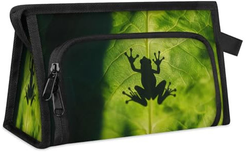 Trousse de maquillage de voyage pour femmes et hommes, grenouille arbre, feuille verte, trousse de toilette, trousse de douche, organisateur, couleur, L, Organiseur de sac