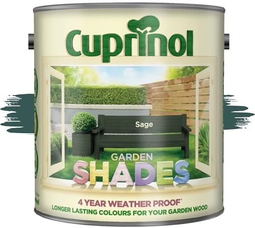 AOC24 Garden Fence Shade Paint - Exterior Wood Paint for Sheds, Fences - Water-Based, Quick Drying 1 Hour - Use on Wood, Terracotta, Stone, Brick - Outdoor Garden (Sage, 1 Liter)